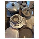 Vintage aluminum pans, fry Moore skillet
