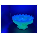 Vintage Uranium Fenton Hobnail Compote