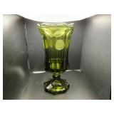 Vintage Fostoria Olive Green Coin Glass Vase
