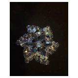 Vintage Blue Rhinestone Iridescent Brooch