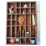 Vintage wooden shadowbox and miniatures