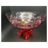 Vintage Tiffin Cranberry 4 footed Pedestal Bowl