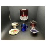 Vintage Ruby Goblet, souvenir, colbalt blue, etc