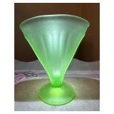 Vintage green fan uranium glass