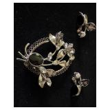Vintage Star-Art sterling silver brooch & earring