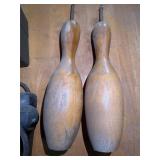 Vintage wooden bowling pins