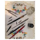 Vintage ink, pens, well & compass