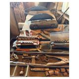 Vintage metal toolbox, Tin snips etc