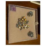 Vintage B. David Aurora, borealis brooch set