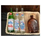 Vintage 7up, Pepsi, Log Cabin Syrup Glass Bottles