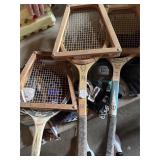 Vintage tennis rackets and balls