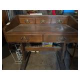 Vintage wooden desk and desk supplies
