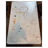 Vintage enamel top table was wooden legs