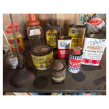 Vintage oil tins. oil cans etc