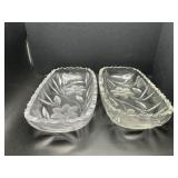 Etched Floral Pattern Relish Dishes