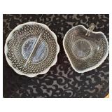 Vintage Fenton/AH moonstone, Hobb nail dishes