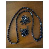 Vintage Jet Black necklace set