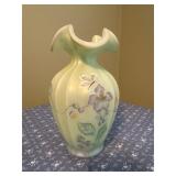 Vintage Fenton Seamist hand-painted floral vase