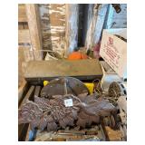 Vintage hose reel, tools etc
