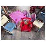 Vintage children's chairs, table, etc.