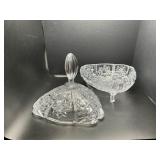 Vintage Cut-Glass Footed Crystal Candy Dish