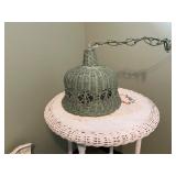 Vintage Green Wicker ceiling lamp