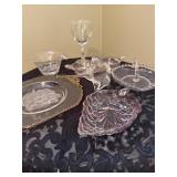 Vintage press, glass pieces, Duncan Miller etc.
