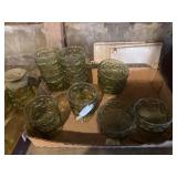 Vintage Milano, avocado green, footed tumblers