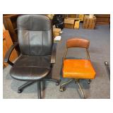 Vintage rolling office chair, etc.