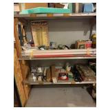 Vintage Water level, light bulbs, shelf contents