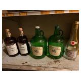 Empty whiskey, and wine bottles