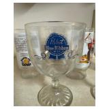 Vintage Pabst blue ribbon, Budweiser, time glasses