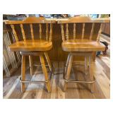 Heavy wooden swivel barstools