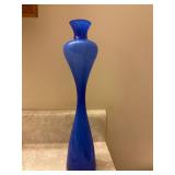 Vintage cobalt blue swirl vase