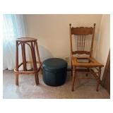 Vintage wooden chair, stool, footstool
