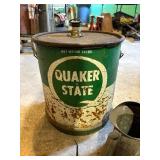 Vintage Quaker State Oil bucket, funnel, can etc