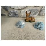 Outdoor fawn & ladybug statues