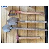 2 trench adjustable shovels, mini Maddox etc
