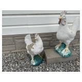 Outdoor cement Rooster & hen statues