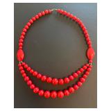 Vintage red  bead necklace