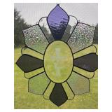 Stained glass window decor with cross