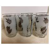 Vintage MCM Libbey Silver Leaf Frosted  Tumblers