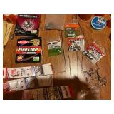 Sinkers, hooks, snells, fishing line etc