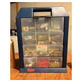Rubbermaid organizer w/ electrical accessory, etc.