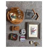 Wooden Lazy Susan, rooster Decor