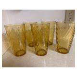Vintage large amber swirl tumblers