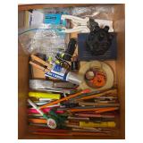 Scissors, tape, whole punch drawer, contents