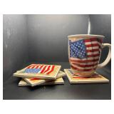American flag mug and coasters