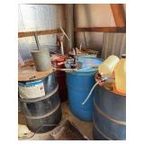 55 gallon barrels, pump, funnel, siphon etc