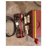 Vintage Red Toolbox& Hydraulic Parts